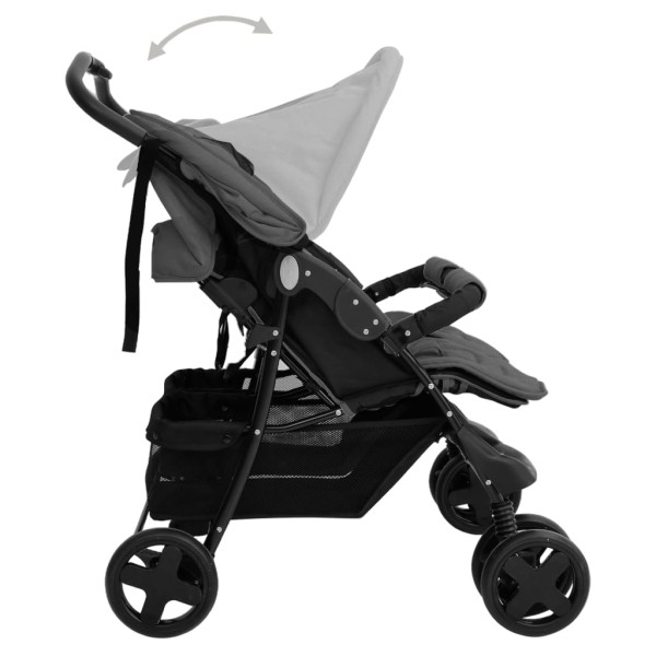 Carrito para gemelos de acero gris oscuro