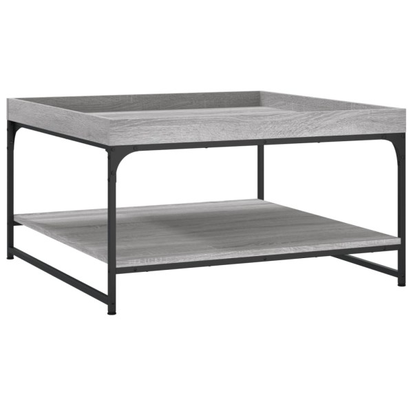 Mesa centro madera ingeniería y hierro gris Sonoma 80x80x45 cm