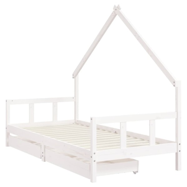 Estructura cama infantil y cajones madera pino blanco 90x190 cm