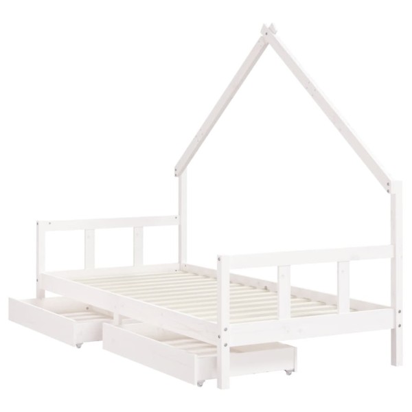 Estructura cama infantil y cajones madera pino blanco 90x190 cm