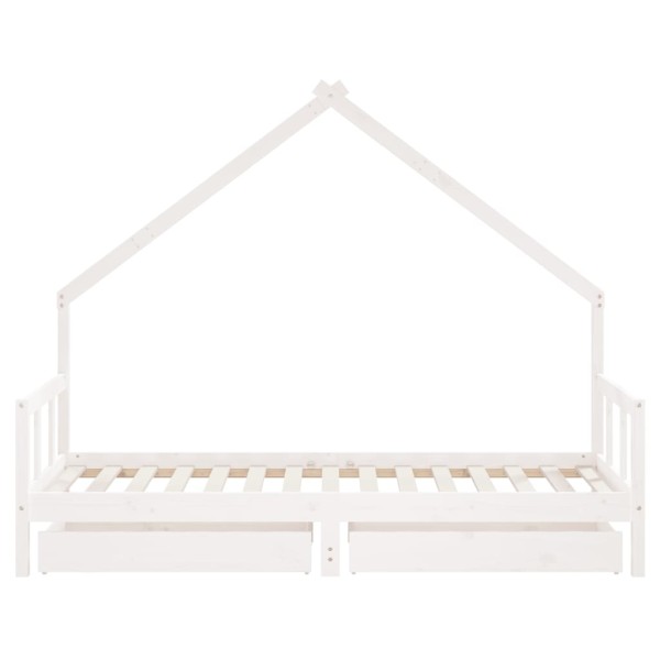 Estructura cama infantil y cajones madera pino blanco 90x190 cm