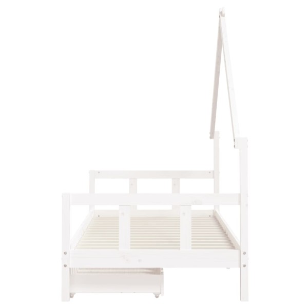 Estructura cama infantil y cajones madera pino blanco 90x190 cm