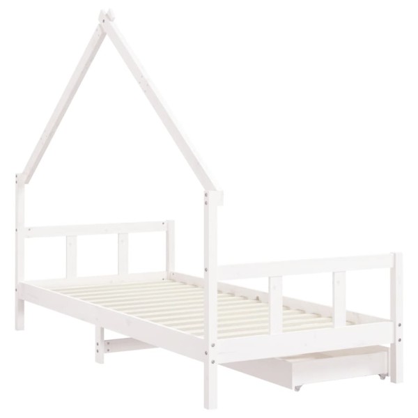 Estructura cama infantil y cajones madera pino blanco 90x190 cm