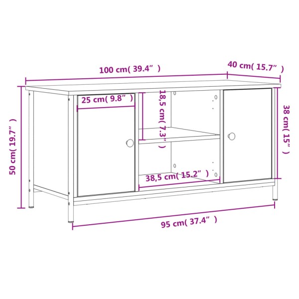 Mueble para TV madera contrachapada roble ahumado 100x40x50 cm