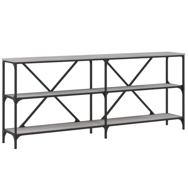 Mesa consola hierro y madera ingeniería gris Sonoma 180x30x75cm