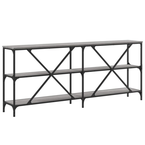 Mesa consola hierro y madera ingeniería gris Sonoma 180x30x75cm