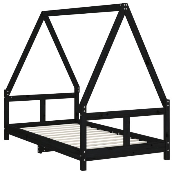 Estructura de cama para niños madera de pino negro 80x160 cm