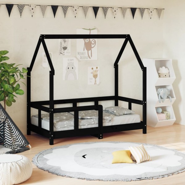 Estructura de cama para niños madera de pino negro 70x140 cm