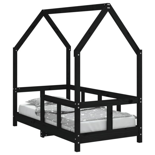 Estructura de cama para niños madera de pino negro 70x140 cm