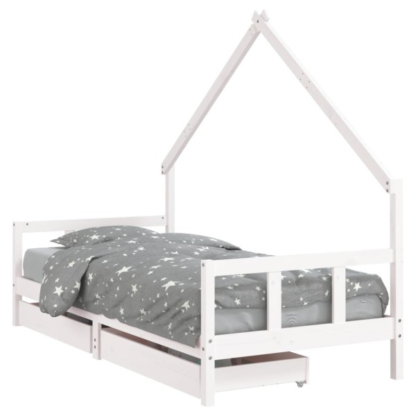 Estructura cama niños con cajones madera pino blanco 90x200 cm