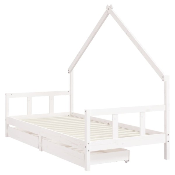 Estructura cama niños con cajones madera pino blanco 90x200 cm