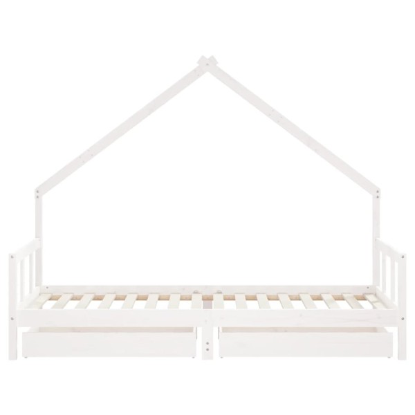 Estructura cama niños con cajones madera pino blanco 90x200 cm