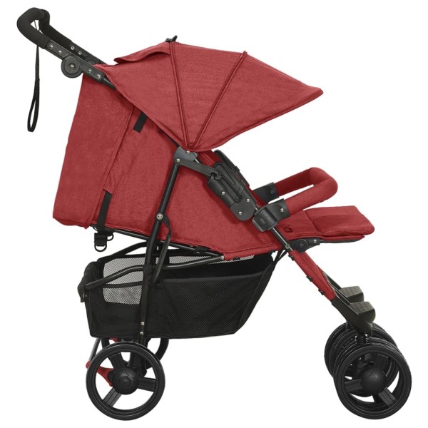 Carrito para gemelos de acero rojo