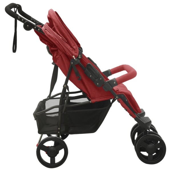 Carrito para gemelos de acero rojo