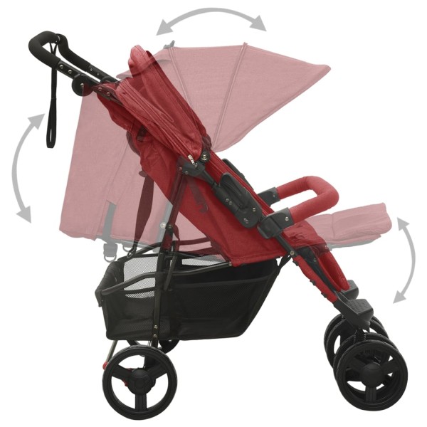 Carrito para gemelos de acero rojo