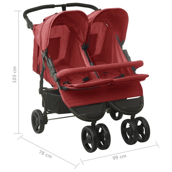 Carrito para gemelos de acero rojo