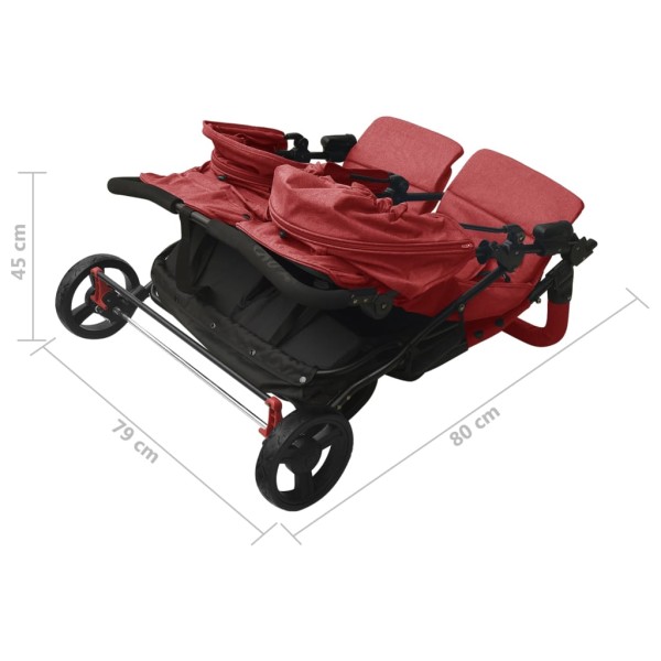 Carrito para gemelos de acero rojo