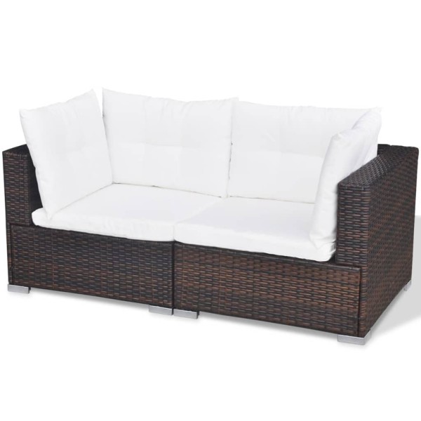 Set muebles de jardín 10 pzas y cojines ratán sintético marrón