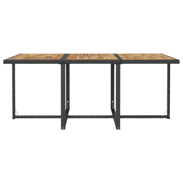 Set comedor de jardín 11 pzas ratán sintético y madera negro