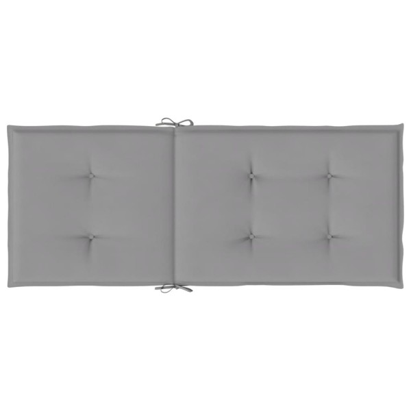 Cojín silla de jardín respaldo alto 4 uds tela gris 120x50x3 cm