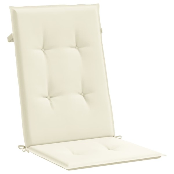 Cojín silla de jardín respaldo alto 4 uds tela crema 120x50x3cm