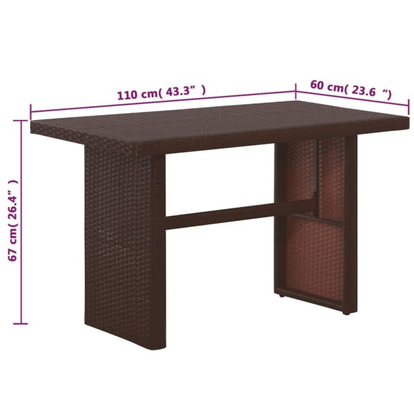 Set muebles de jardín 3 pzas con cojines ratán sintético marrón