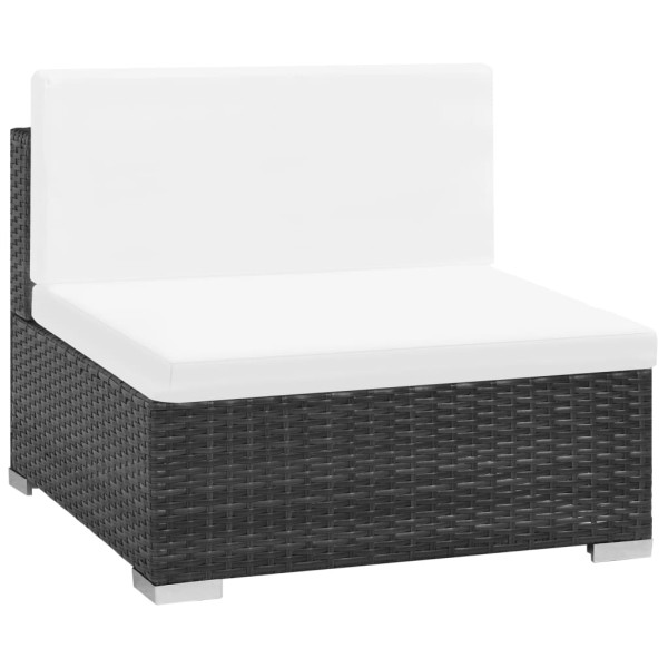 Set muebles de jardín 7 piezas y cojines ratán sintético negro