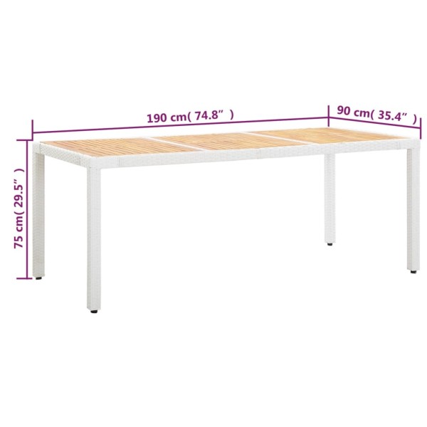 Conjunto de comedor para jardín 9 piezas ratán sintético blanco