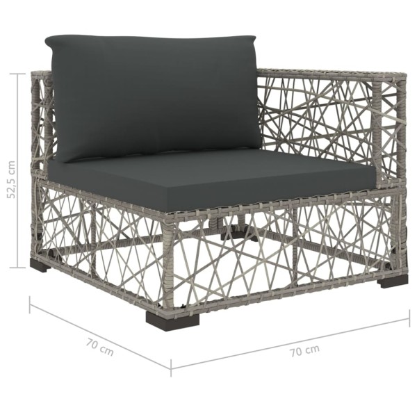 Set de muebles de jardín 10 pzas y cojines ratán sintético gris