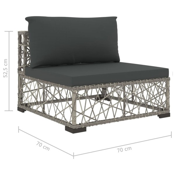 Set de muebles de jardín 10 pzas y cojines ratán sintético gris