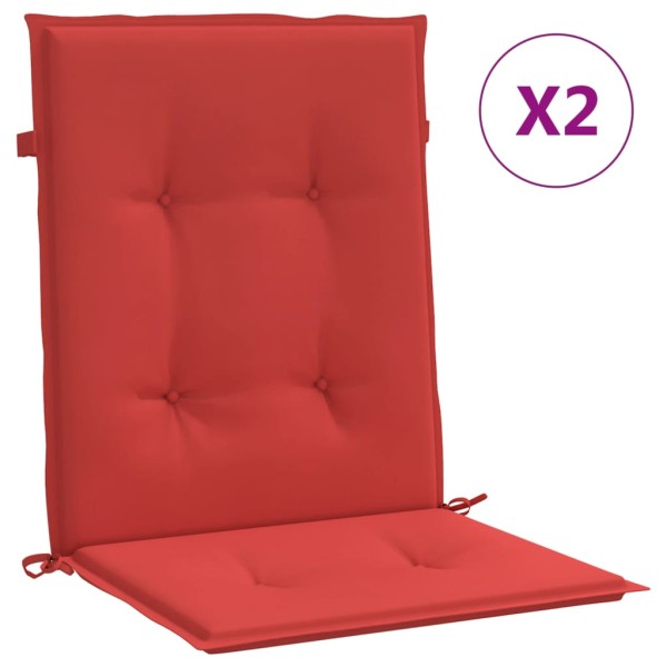 Cojín silla jardín respaldo bajo 2 uds tela Oxford rojo