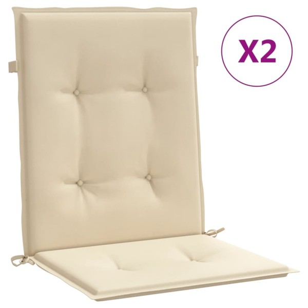 Cojín de silla de jardín respaldo bajo 2 uds tela Oxford beige