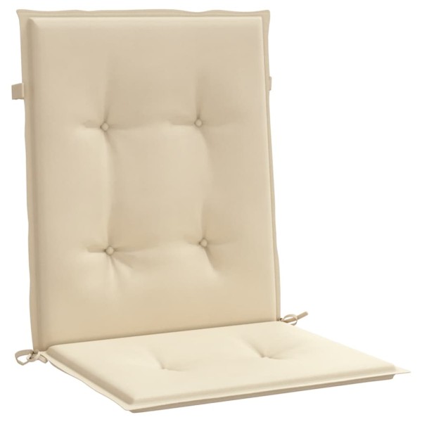 Cojín de silla de jardín respaldo bajo 2 uds tela Oxford beige