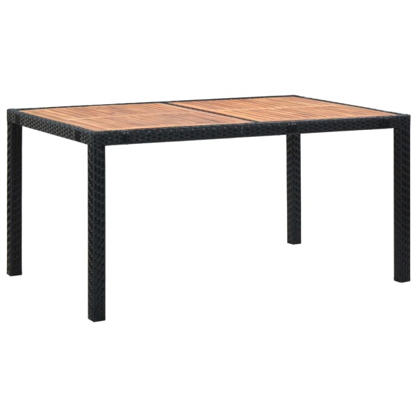 Set comedor de jardín 7 piezas ratán sintético y madera negro