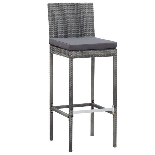 Set muebles bar jardín 7 piezas y cojines ratán sintético gris