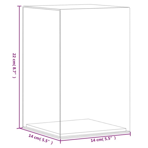 Caja de exposición acrílico transparente 14x14x22 cm