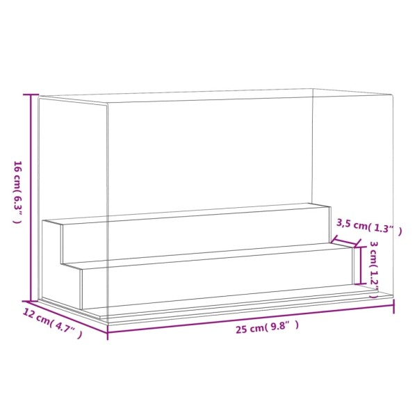 Caja de exposición acrílico transparente 25x12x16 cm