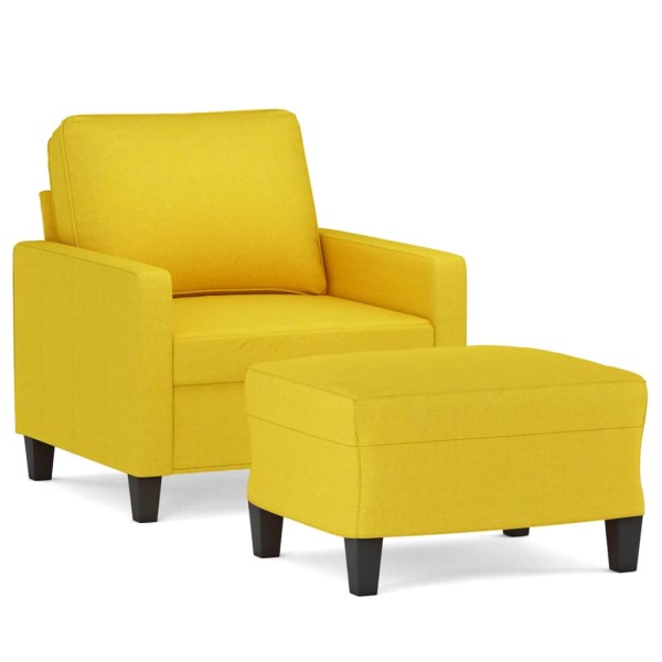 Sillón con taburete tela amarillo claro 60 cm