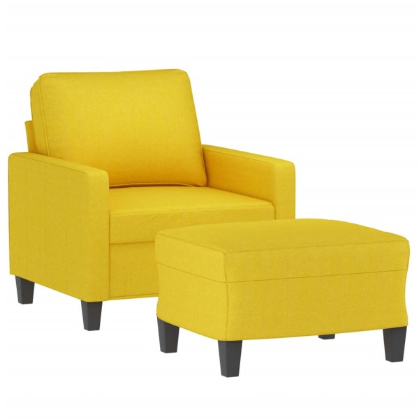 Sillón con taburete tela amarillo claro 60 cm