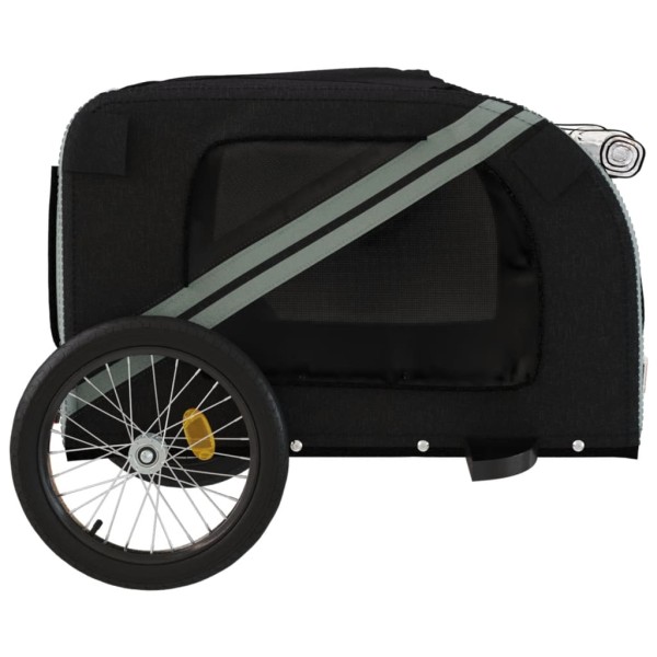 Remolque bicicleta para mascotas hierro tela Oxford negro gris