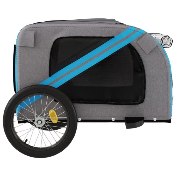 Remolque de bicicleta mascotas hierro tela Oxford azul gris