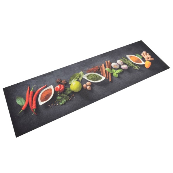 Alfombra de cocina lavable terciopelo dibujo especias 45x150 cm