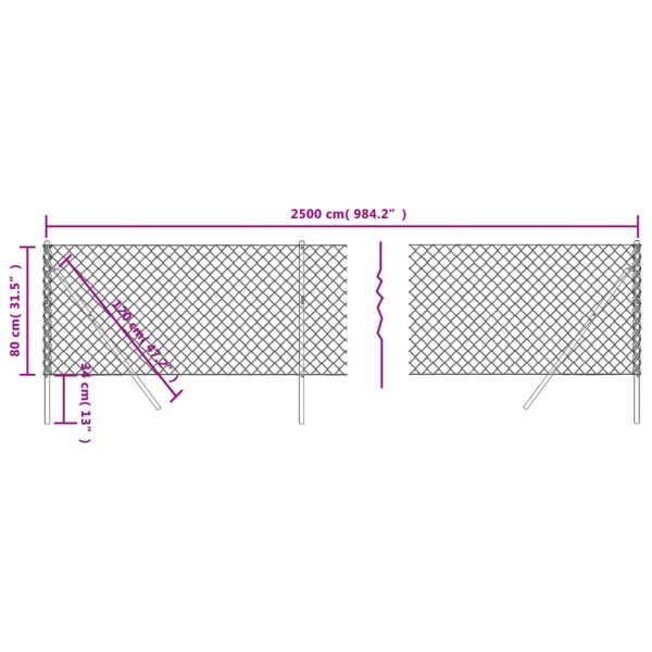 Cerca de alambre gris antracita 0,8x25 m