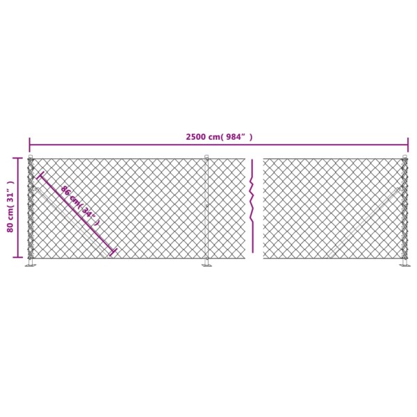 Cerca de alambre con brida plateada 0,8x25 m