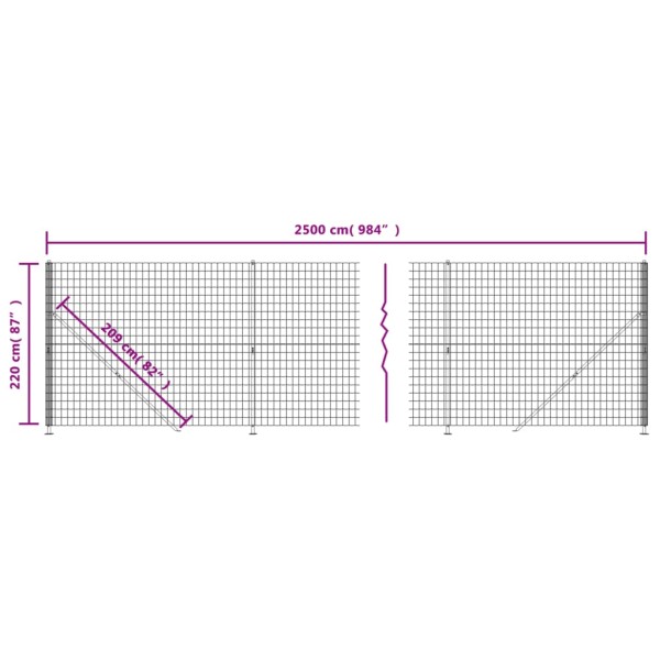 Cerca de alambre con brida gris antracita 2,2x25 m