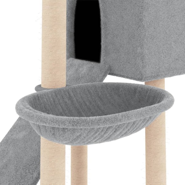 Rascador para gatos con postes de sisal gris claro 153 cm