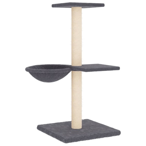 Rascador para gatos con postes de sisal gris oscuro 72 cm