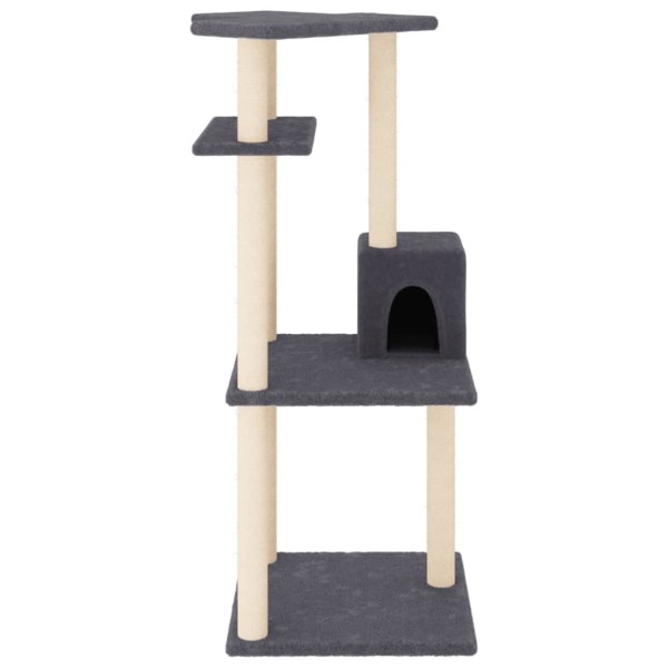 Rascador para gatos con postes de sisal gris oscuro 123 cm