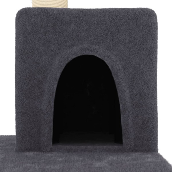 Rascador para gatos con postes de sisal gris oscuro 123 cm