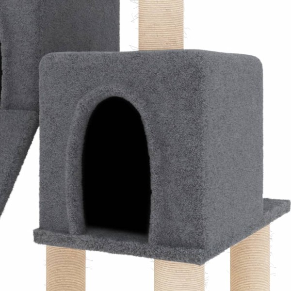 Rascador para gatos con postes de sisal gris oscuro 82 cm